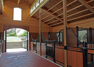 Polvere nera che ricopre le stalle modulari del cavallo, stalle piene di bambù del cavallo di Premade