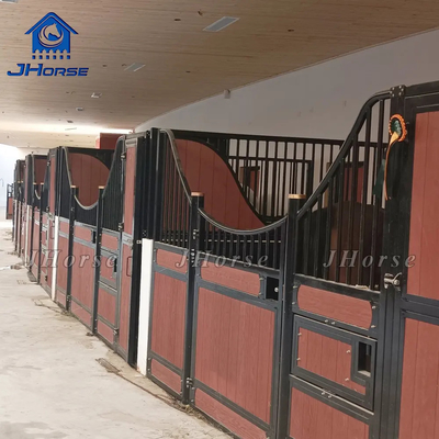 Cornice interna in acciaio di bambù in polvere nera rivestita di cavallo attrezzatura anteriore stabile cavallo stall pannelli scatola con finestra